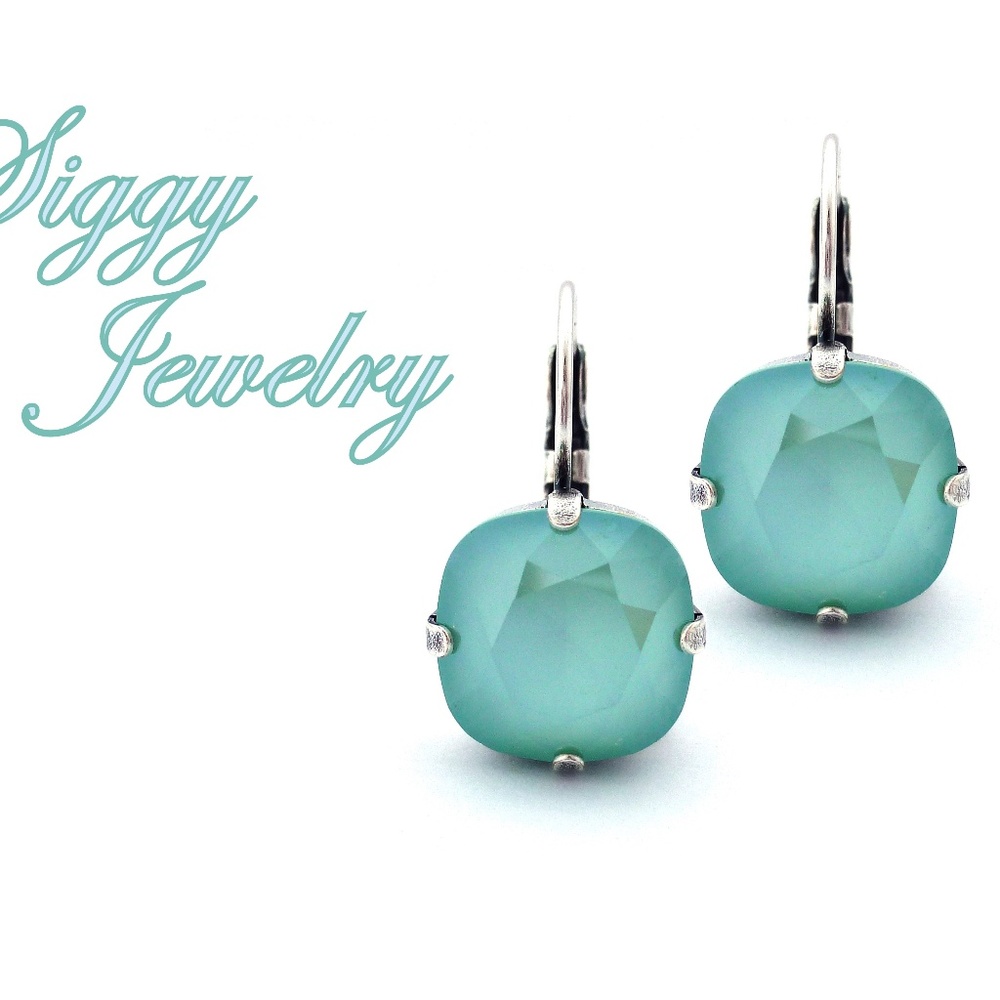 Swarovski Crystal Earrings in Crystal Mint Green